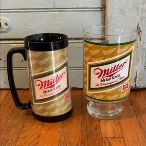 Vintage Miller High Life Mug and Glass
